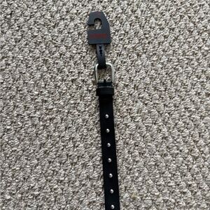 HUGO Black Leather Belt with Silver Accents